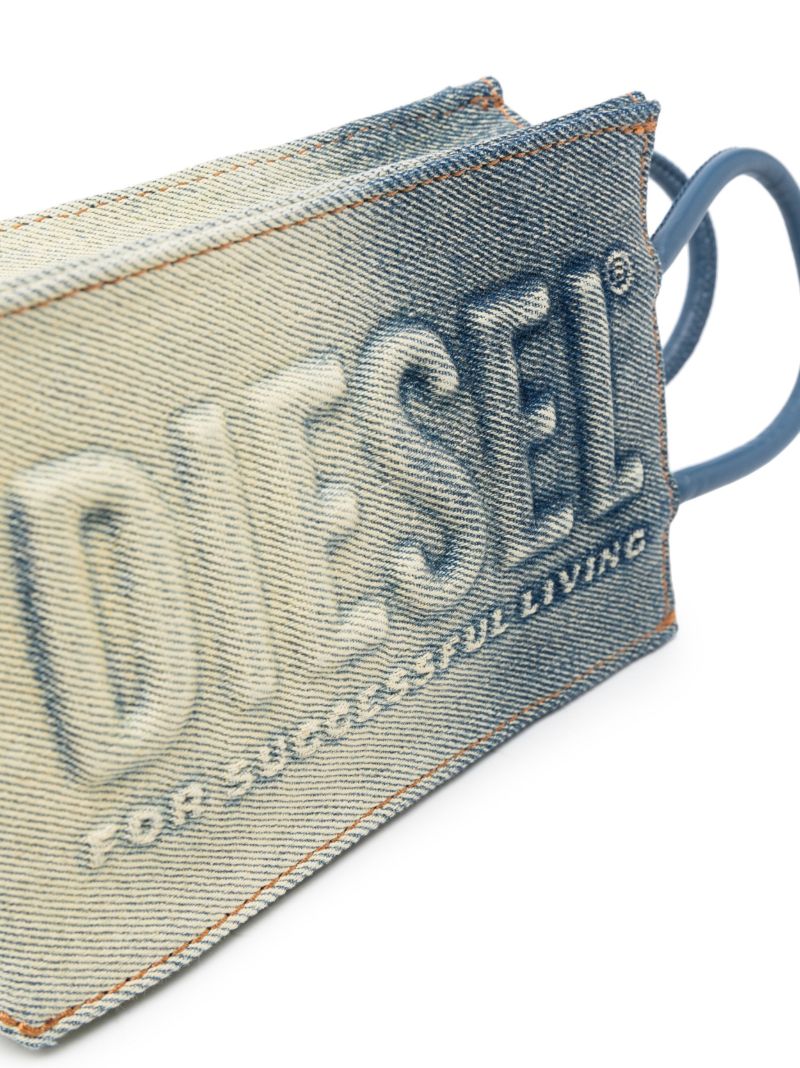 Blue Dsl Embossed Logo Denim Shopper Bag