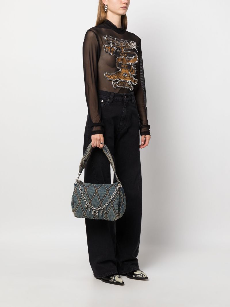 Blue Charm-d Denim Shoulder Bag