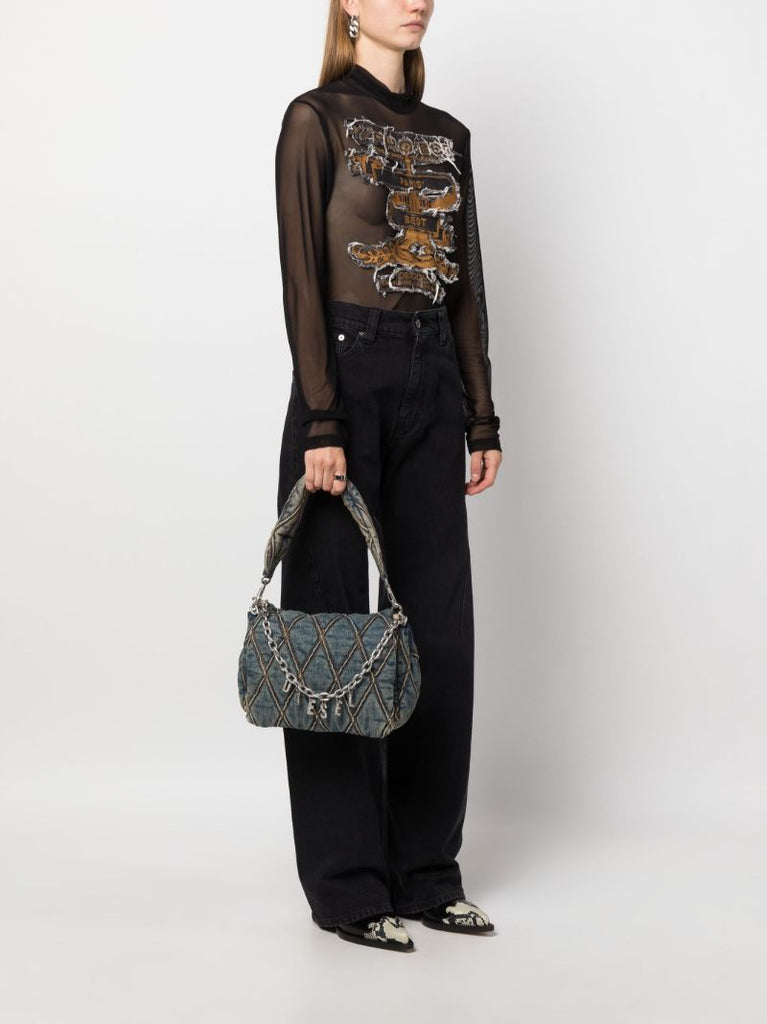 Blue Charm-d Denim Shoulder Bag