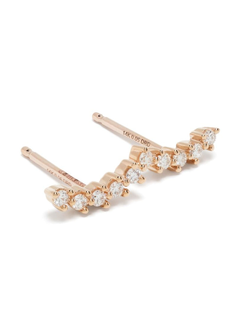 14k Rose Gold Vivian Lily Curved Bar Diamond Stud Earrings