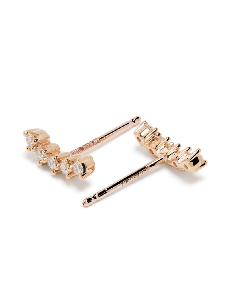 14k Rose Gold Vivian Lily Curved Bar Diamond Stud Earrings