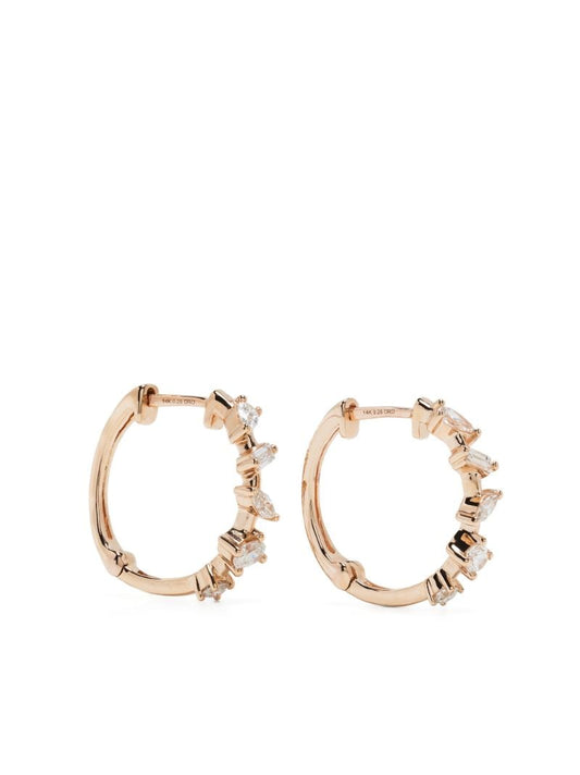 14k Rose Gold Alexa Jordyn Diamond Hoop Earrings