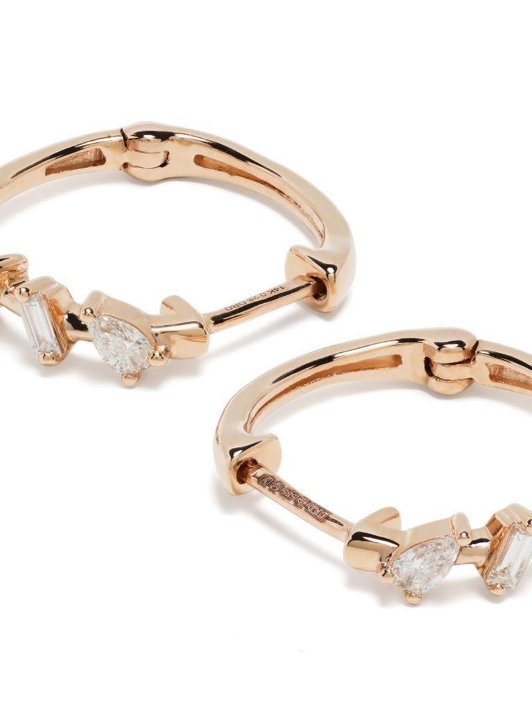 14k Rose Gold Alexa Jordyn Diamond Hoop Earrings