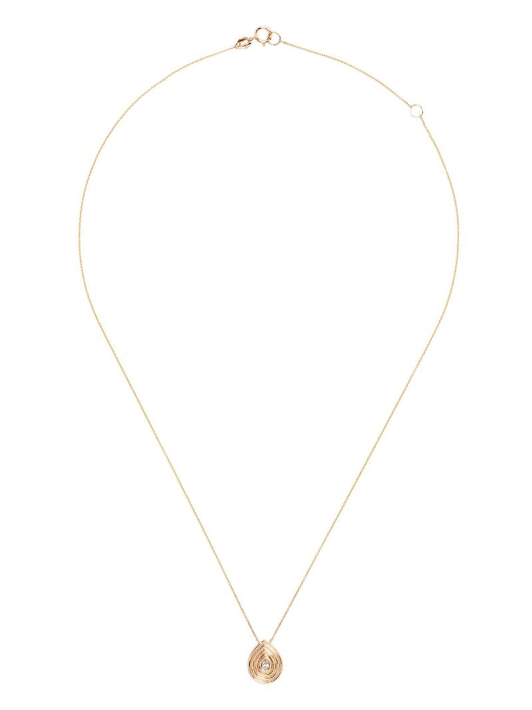 14k Yellow Gold Nana Bernice Groove Teardrop Pendant Necklace