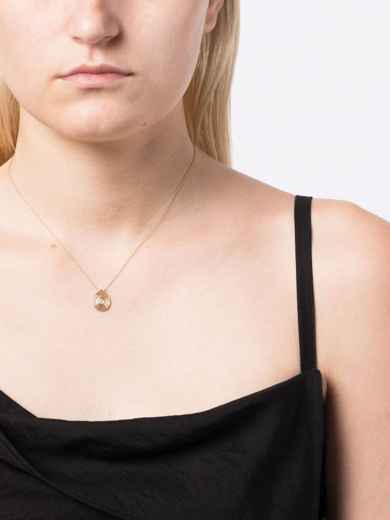 14k Yellow Gold Nana Bernice Groove Teardrop Pendant Necklace