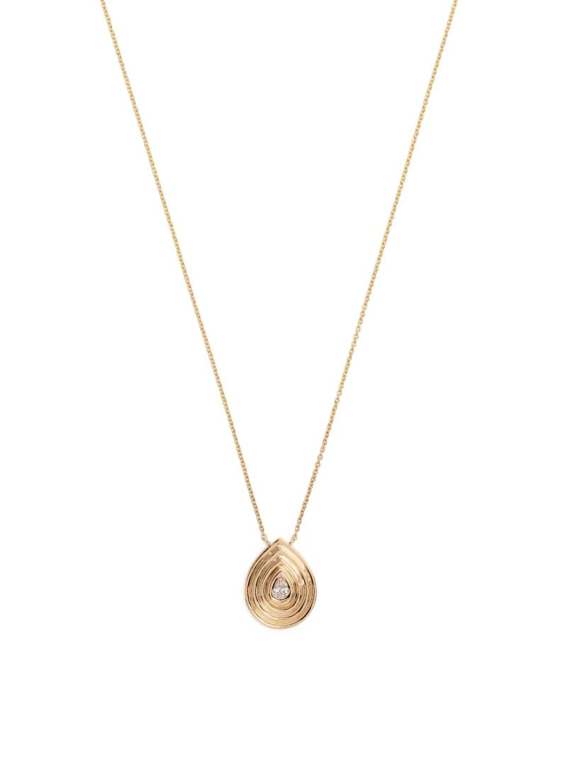 14k Yellow Gold Nana Bernice Groove Teardrop Pendant Necklace