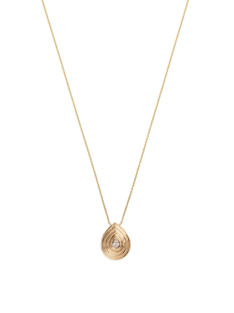 14k Yellow Gold Nana Bernice Groove Teardrop Pendant Necklace