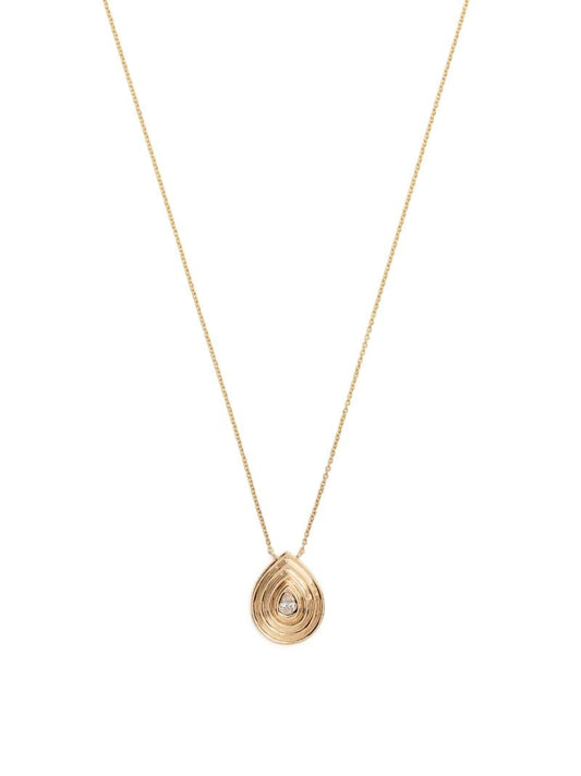 14k Yellow Gold Nana Bernice Groove Teardrop Pendant Necklace