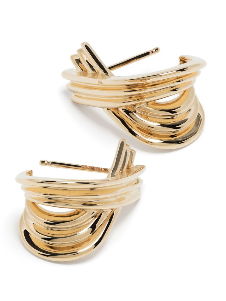 14k Yellow Gold Nana Bernice Large Crossover Hoop Earrings