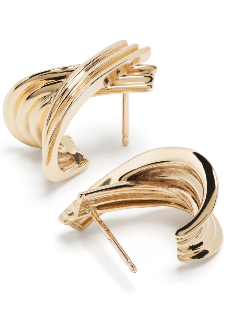 14k Yellow Gold Nana Bernice Large Crossover Hoop Earrings