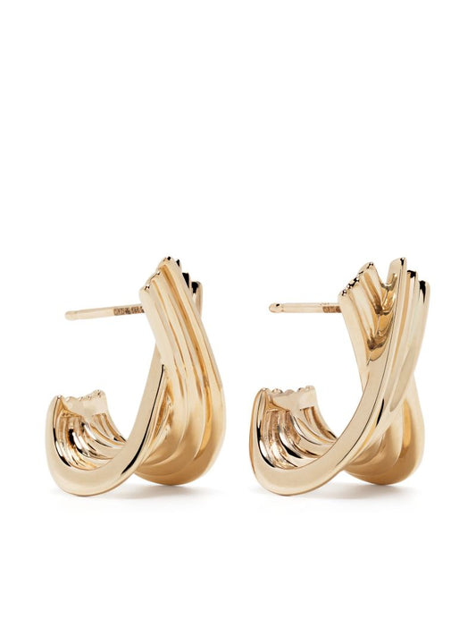 14k Yellow Gold Nana Bernice Large Crossover Hoop Earrings