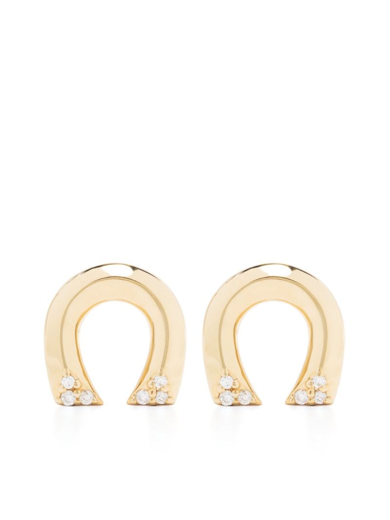 18k Yellow Gold Horseshoe Diamond Stud Earrings