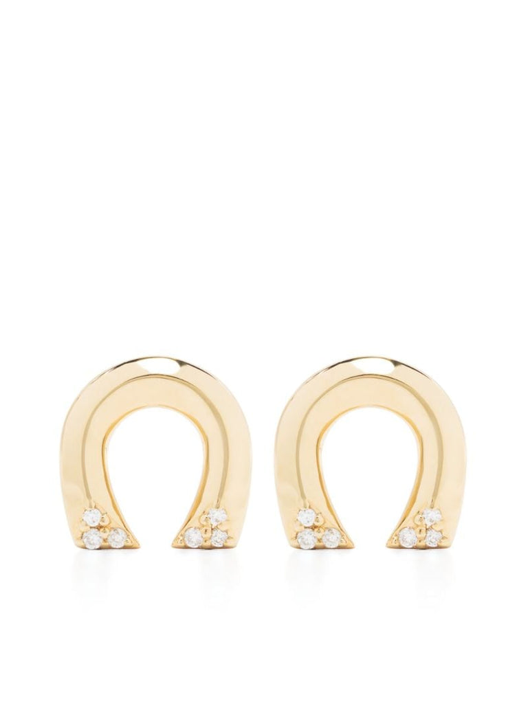 18k Yellow Gold Horseshoe Diamond Stud Earrings