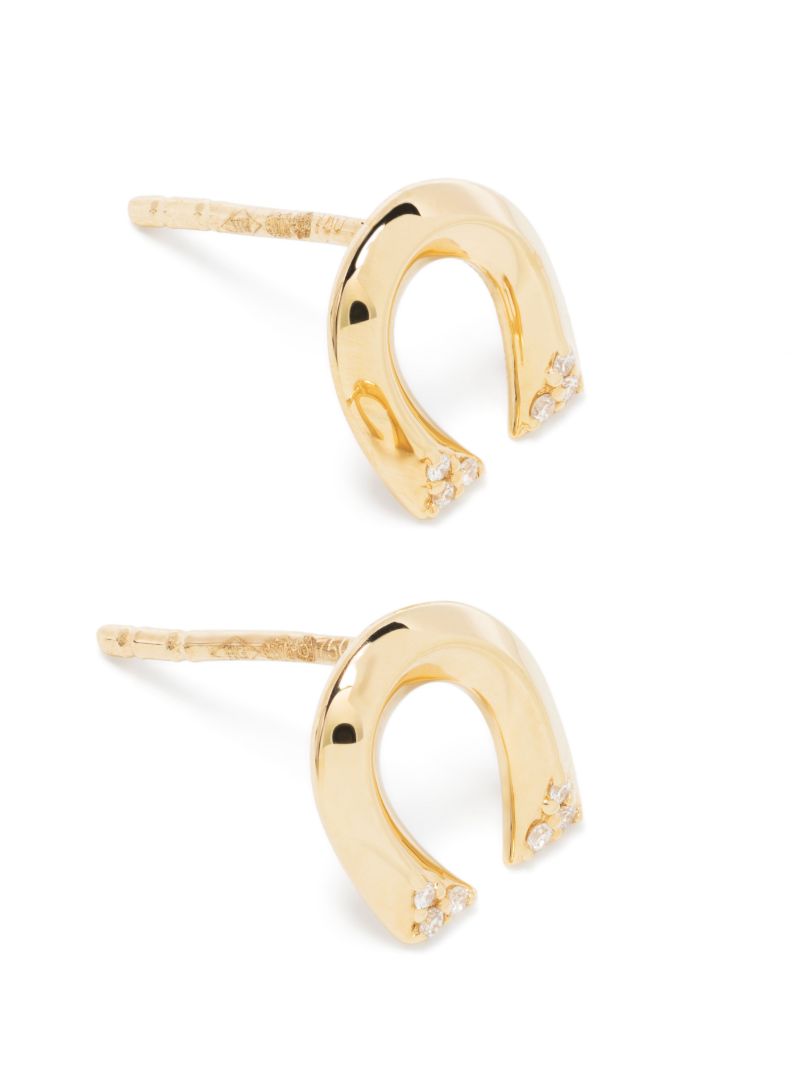 18k Yellow Gold Horseshoe Diamond Stud Earrings