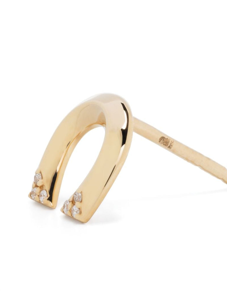 18k Yellow Gold Horseshoe Diamond Stud Earrings