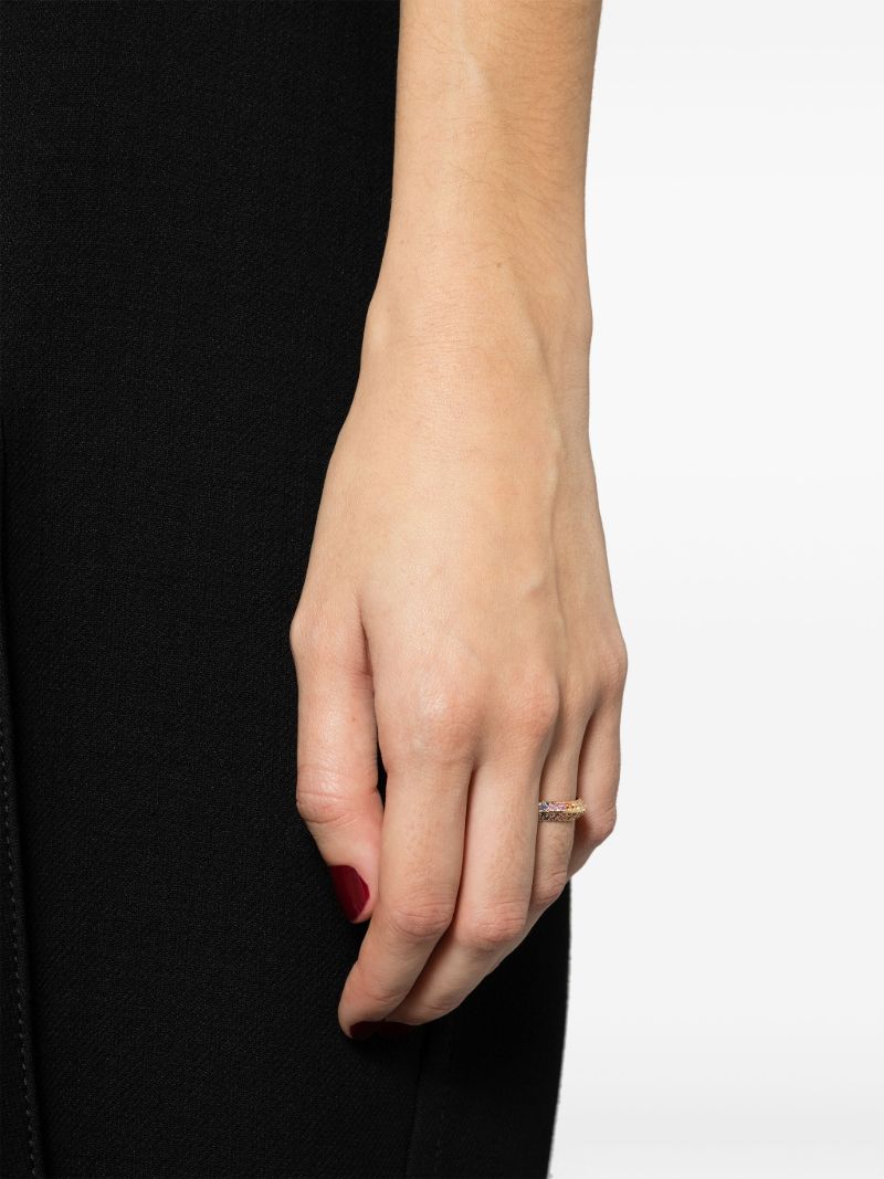 18k Yellow Gold Rosa Multi-stone Knife Edge Band Ring