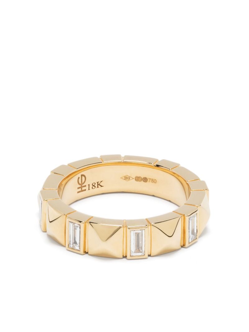 18k Yellow Gold Pyramid Diamond Baguette Band Ring
