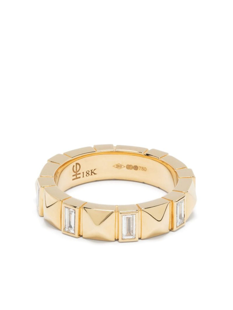 18k Yellow Gold Pyramid Diamond Baguette Band Ring