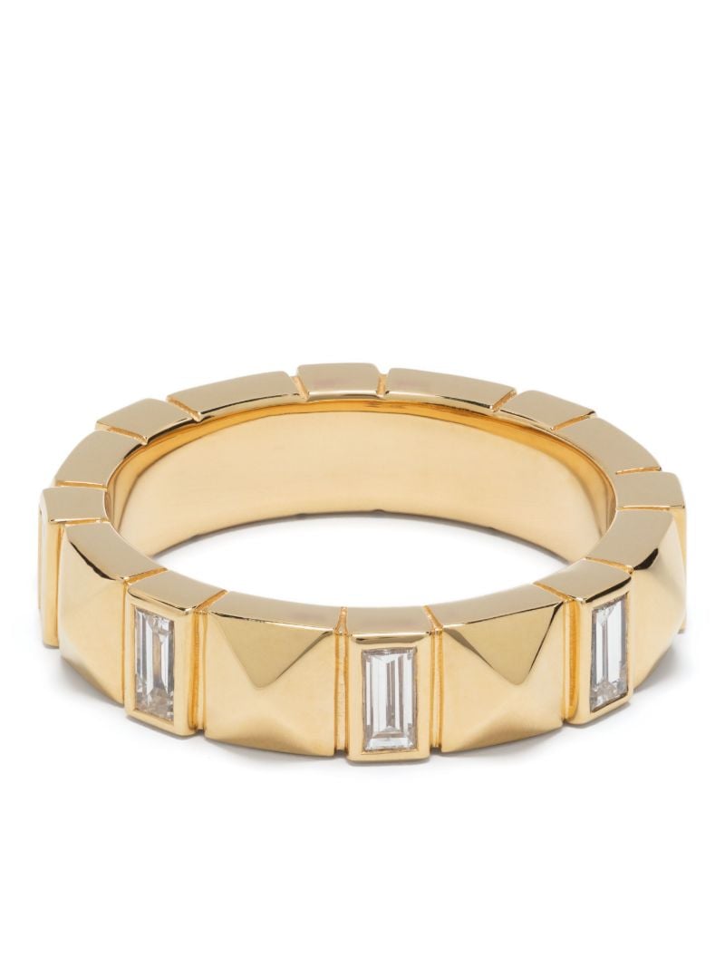 18k Yellow Gold Pyramid Diamond Baguette Band Ring