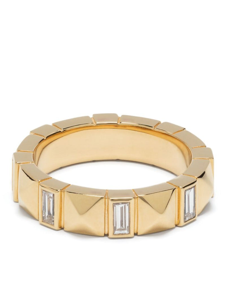 18k Yellow Gold Pyramid Diamond Baguette Band Ring
