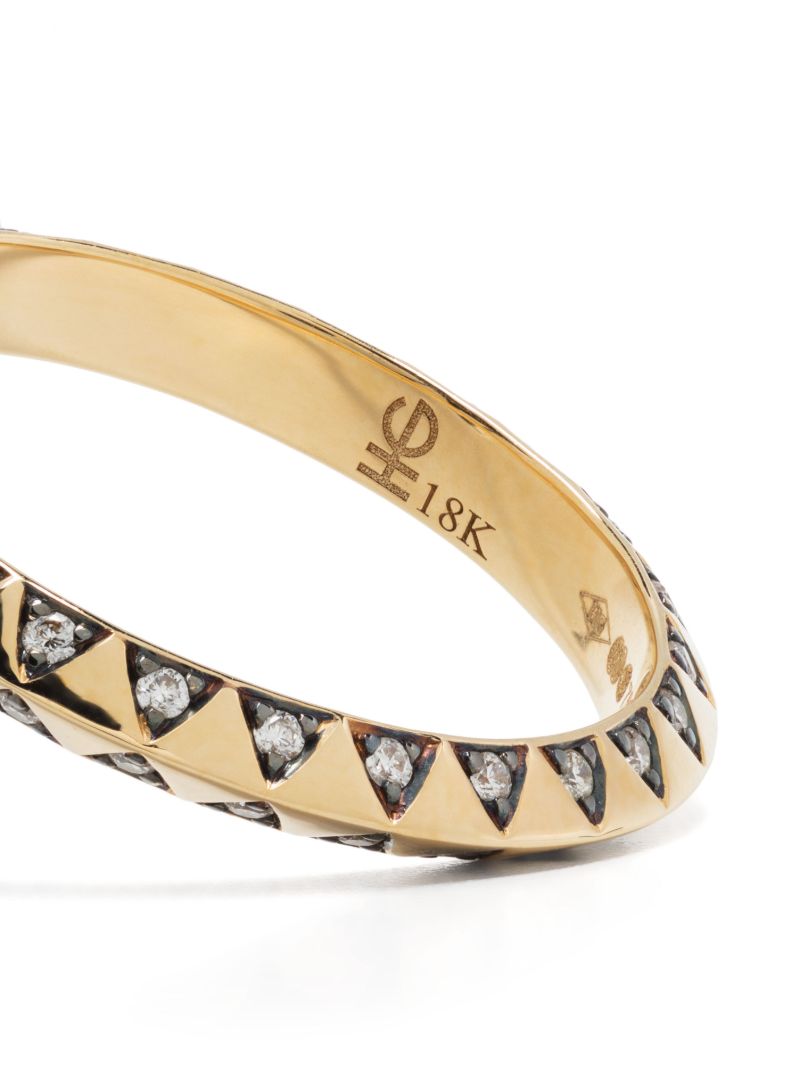 18k Yellow Gold Skinny Talisman Diamond and Rhodium Ring