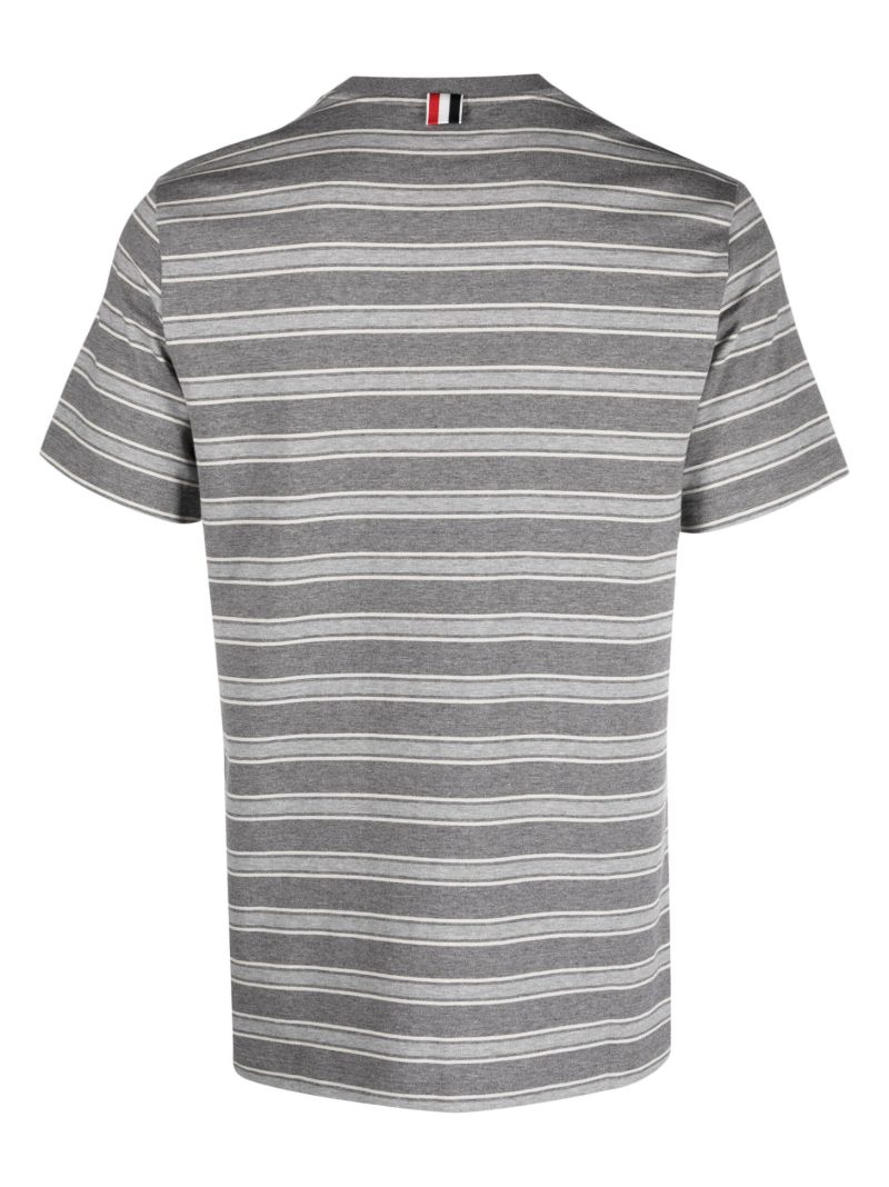 Grey Striped Cotton T-shirt