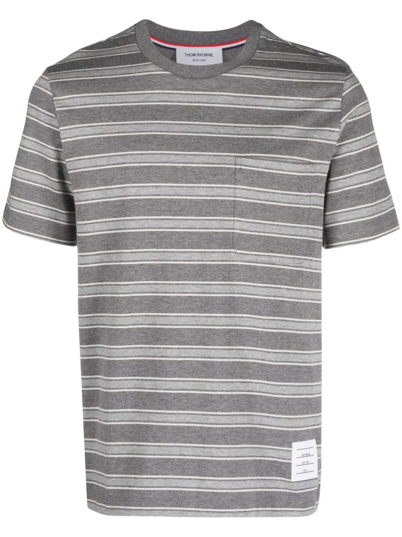 Grey Striped Cotton T-shirt