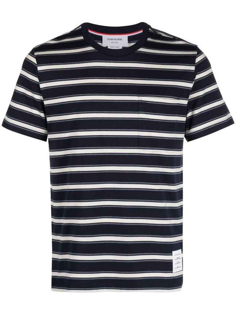 Blue Striped Cotton T-shirt