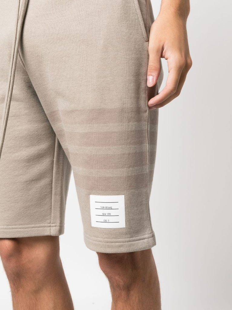 Beige 4-bar Cotton Track Shorts
