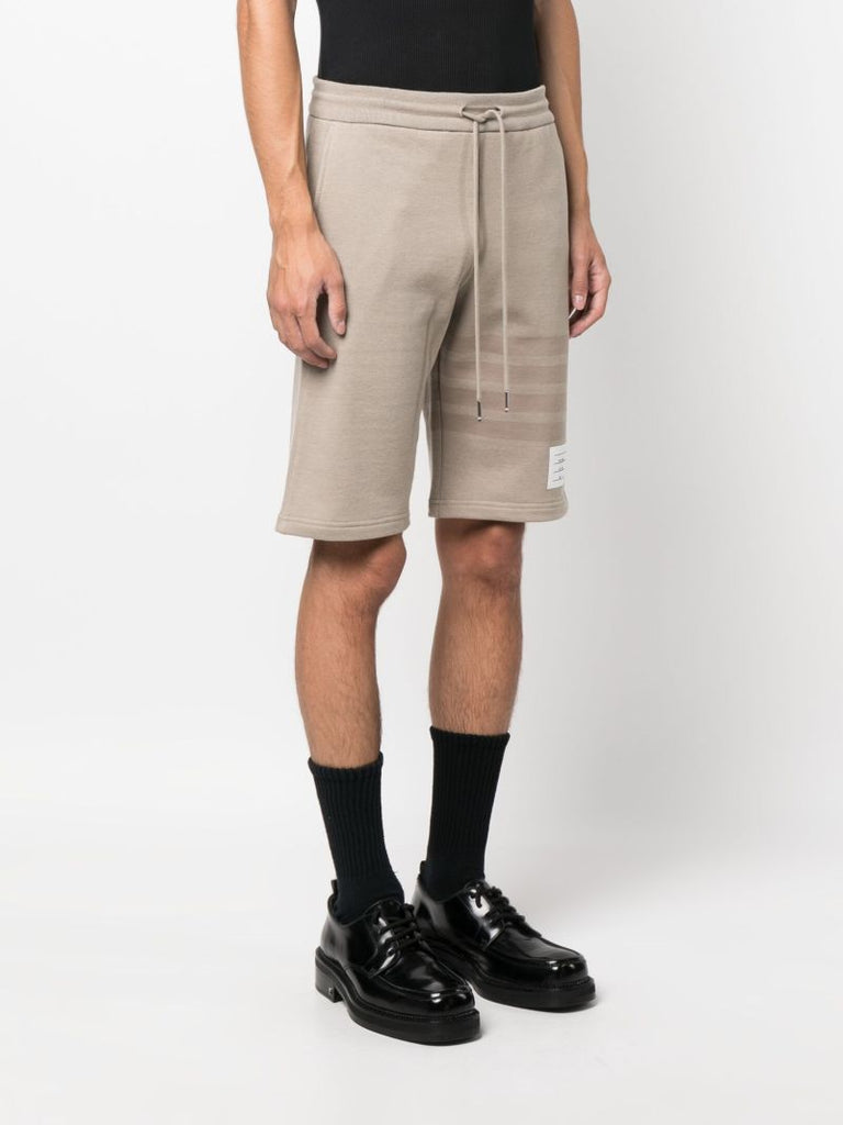 Beige 4-bar Cotton Track Shorts
