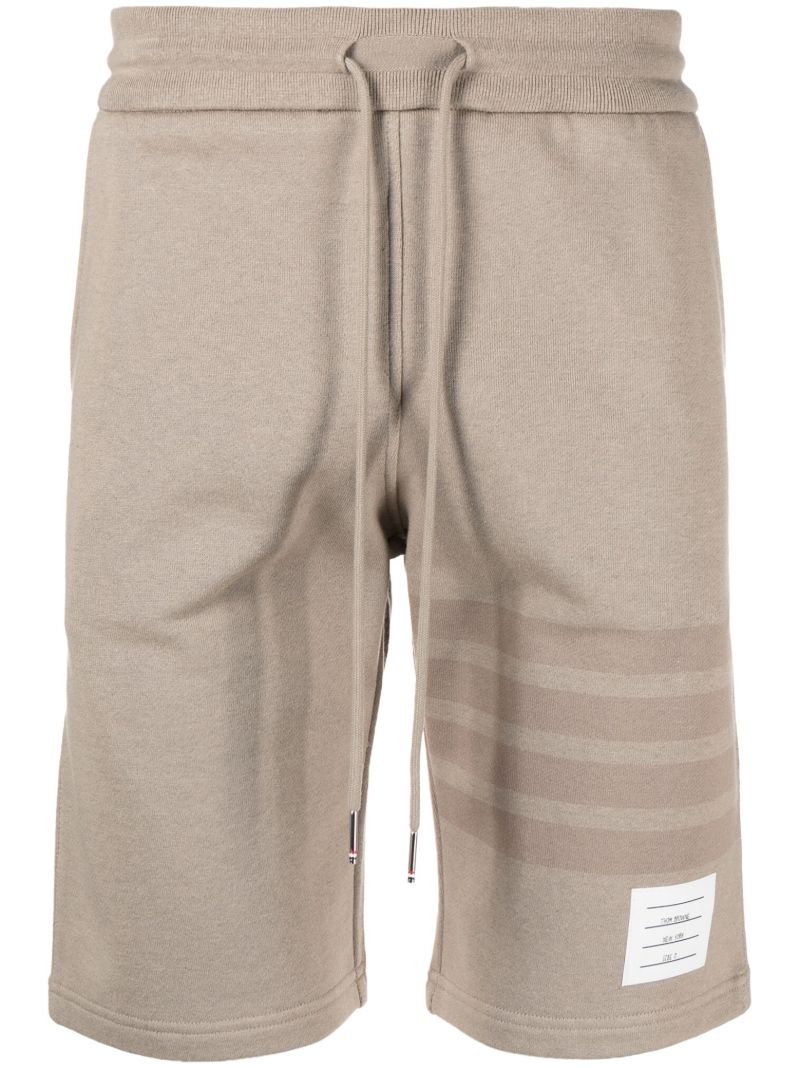 Beige 4-bar Cotton Track Shorts