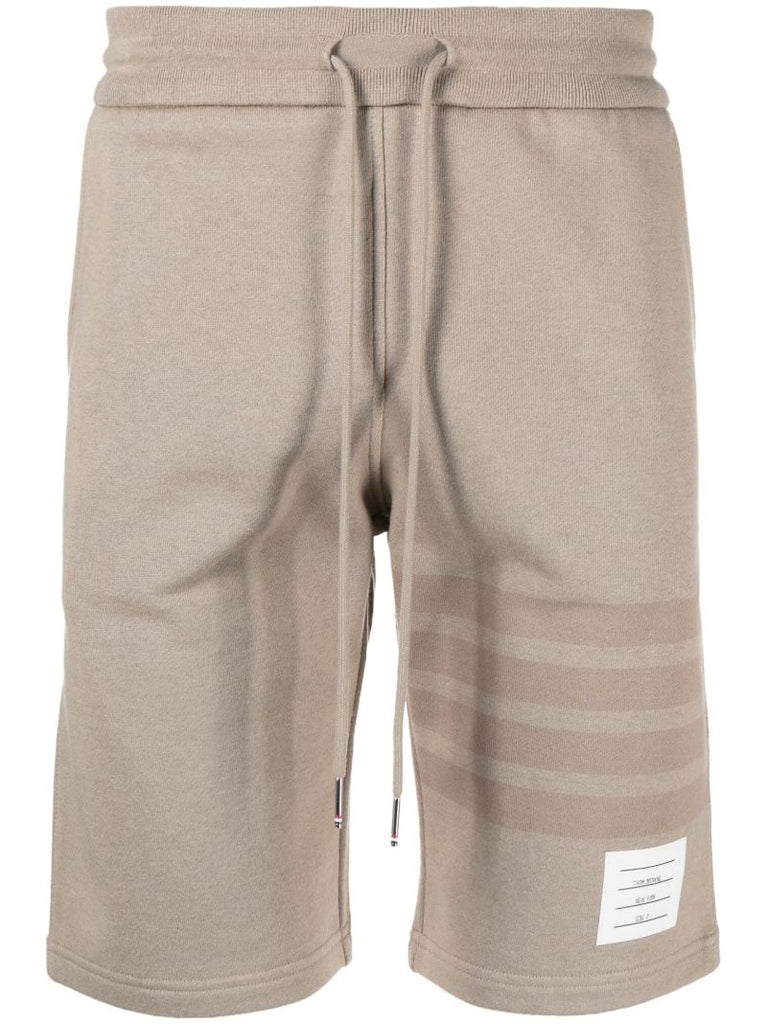 Beige 4-bar Cotton Track Shorts