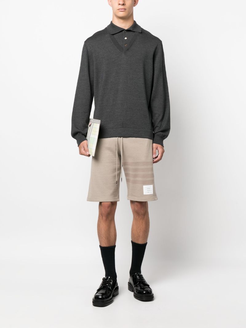 Beige 4-bar Cotton Track Shorts