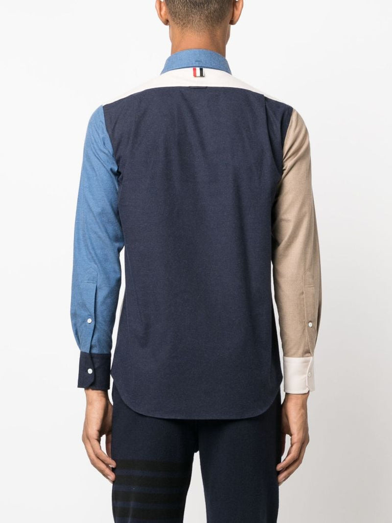 Neutral Colour-block Cotton Shirt