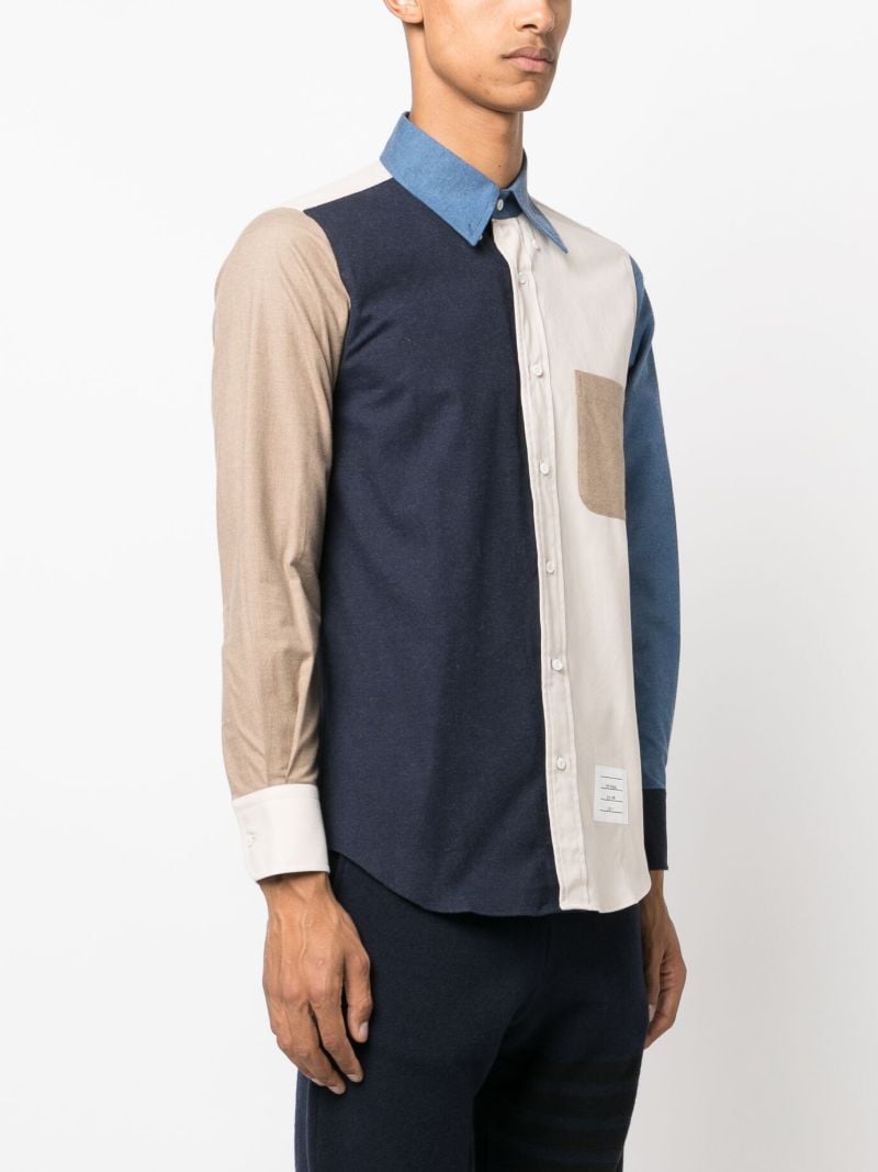 Neutral Colour-block Cotton Shirt