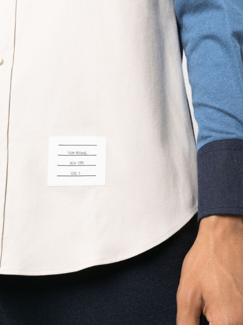 Neutral Colour-block Cotton Shirt