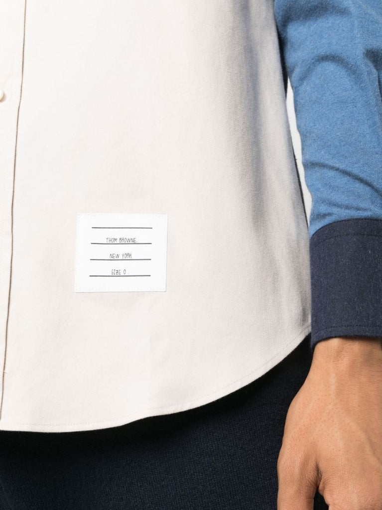 Neutral Colour-block Cotton Shirt