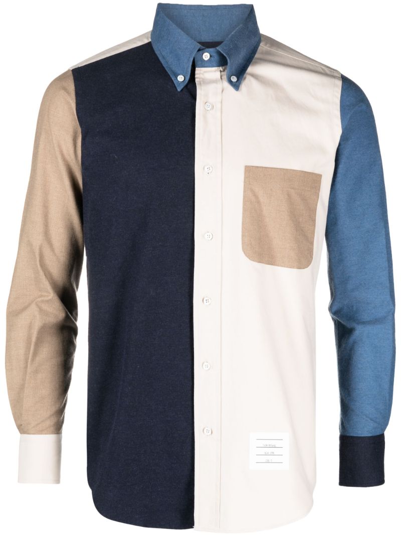 Neutral Colour-block Cotton Shirt