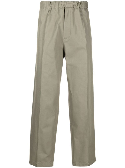 Green Cotton Tapered Trousers