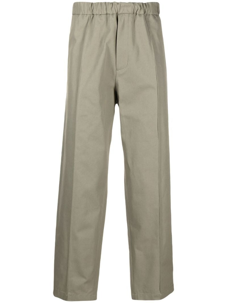 Green Cotton Tapered Trousers