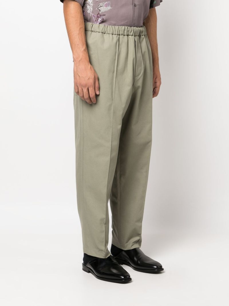 Green Cotton Tapered Trousers