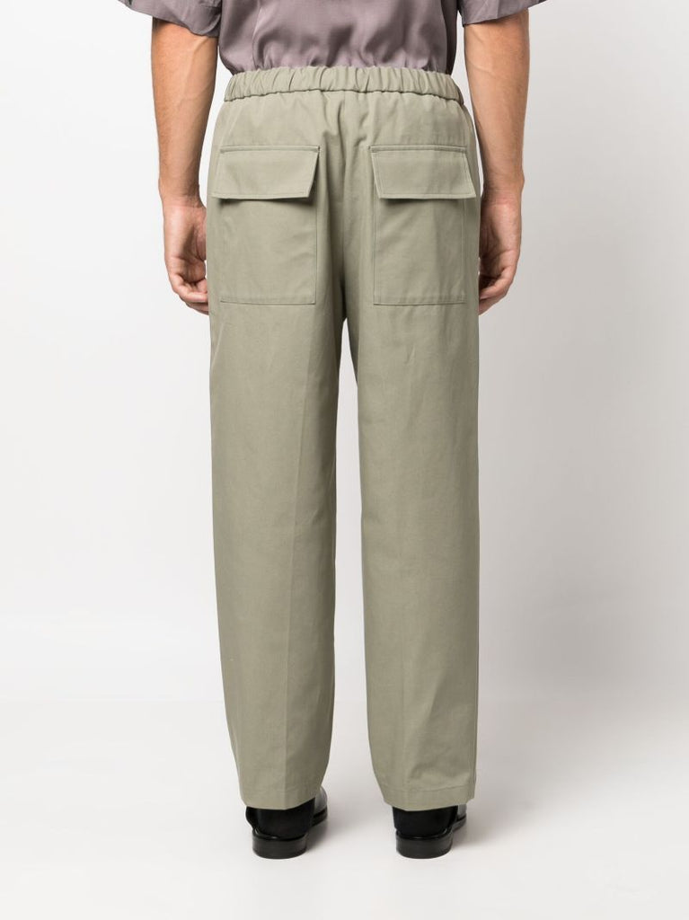 Green Cotton Tapered Trousers