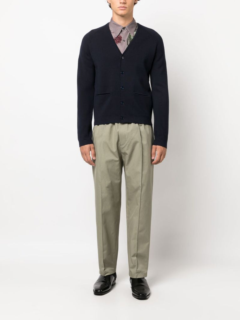 Green Cotton Tapered Trousers