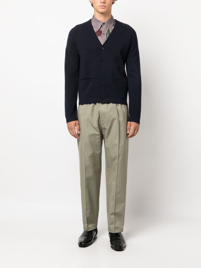 Green Cotton Tapered Trousers