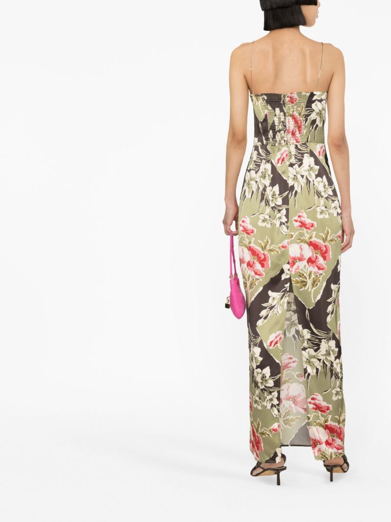 Green Frankie Floral Print Silk Midi Dress