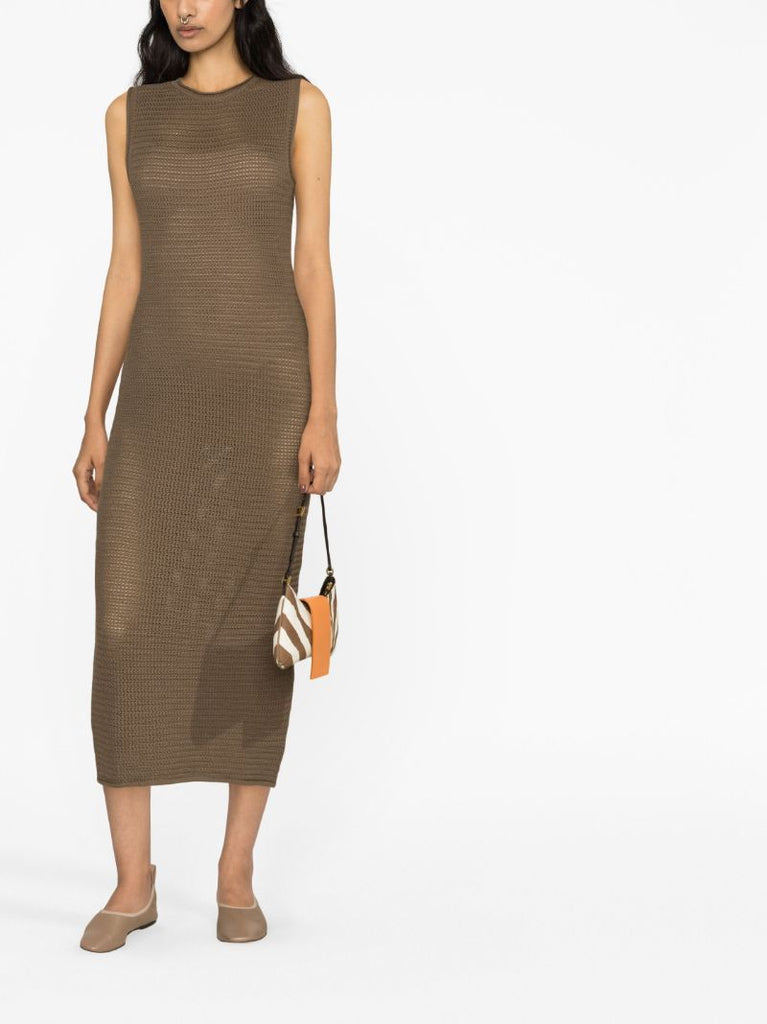 Brown Nolan Open Knit Sweater Dress