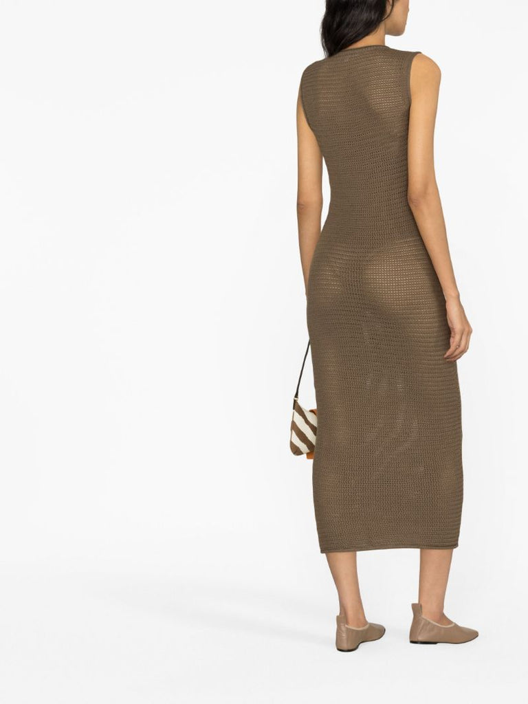 Brown Nolan Open Knit Sweater Dress