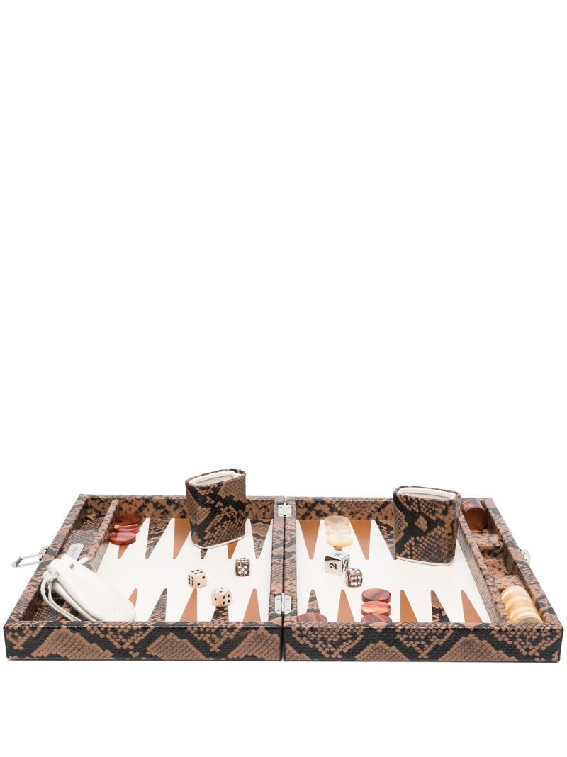 Brown Patty Snakeskin-effect Leather Backgammon Set
