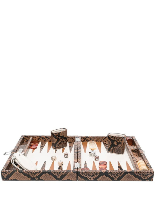 Brown Patty Snakeskin-effect Leather Backgammon Set