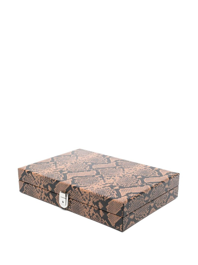 Brown Patty Snakeskin-effect Leather Backgammon Set